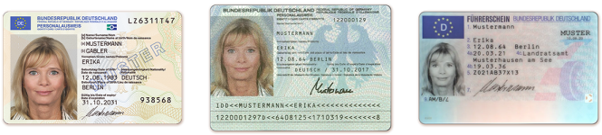 Personalausweis neu, Personalausweis alt, Führerschein